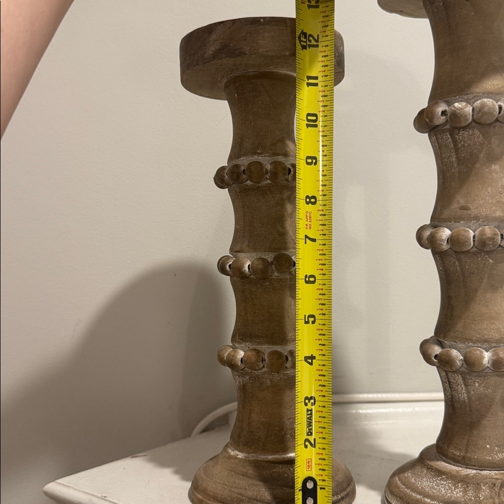 Wooden Banded Bead Pillar Candle Holders - Picture 5 of 5